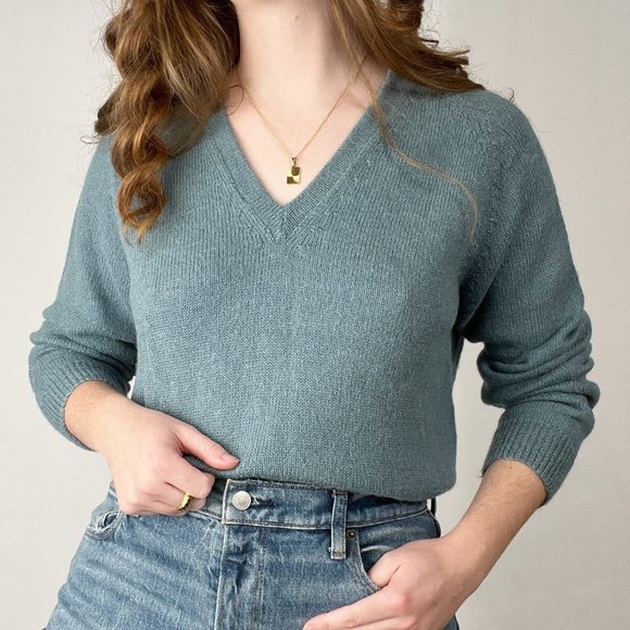 Stunning Parisian Vintage Mohair Wool Handmade Sweater Oversized Preppy Knit - Picture 4 of 6